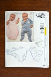 1090 VOGUE BABY LAYETTE GOWN, KIMONO, JUMPSUIT, TOWEL, LINENS PATTERN